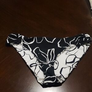 Black and White Floral Bikini Bottom
